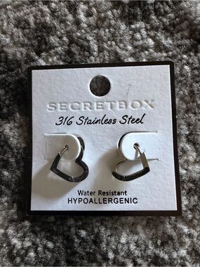 Stainless Steel Silver Heart Hoop Earrings
